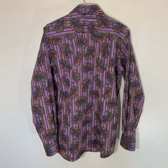 Eton Contemporary Colorful Striped Paisley Dress Shirt Rare Size 15 3/4  40 - Picture 5 of 6